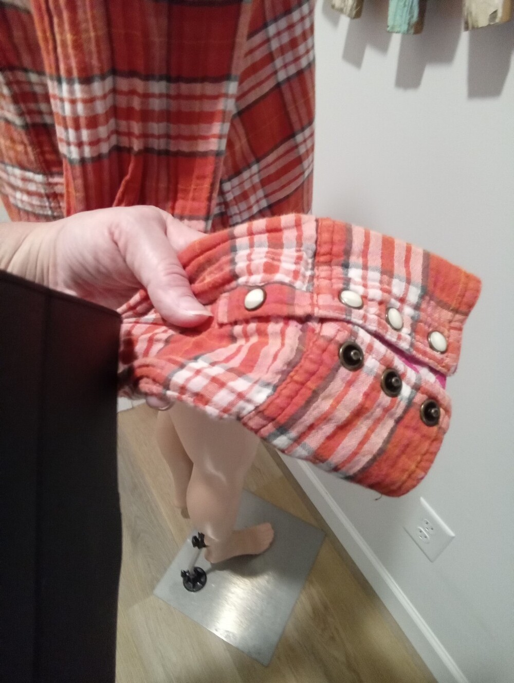 Vintage Y2K American Eagle Outfitters Sz 12 Orange Plaid Pear Snap Western Butto - Picture 15 of 16